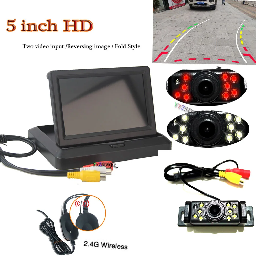 Складная система мониторинга парковки YZ 5 дюймов ЖК дисплей ночное видение