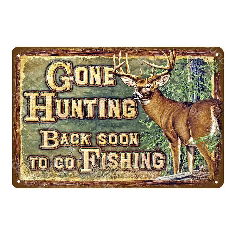 YD5171AI Man Cave Warning Hunting Tin Sign Vintage Wall Decor For Farm House Gun Shop Decorative Plate Hunter Gift Deer Poster YI-143 - Цвет: YD5171AI