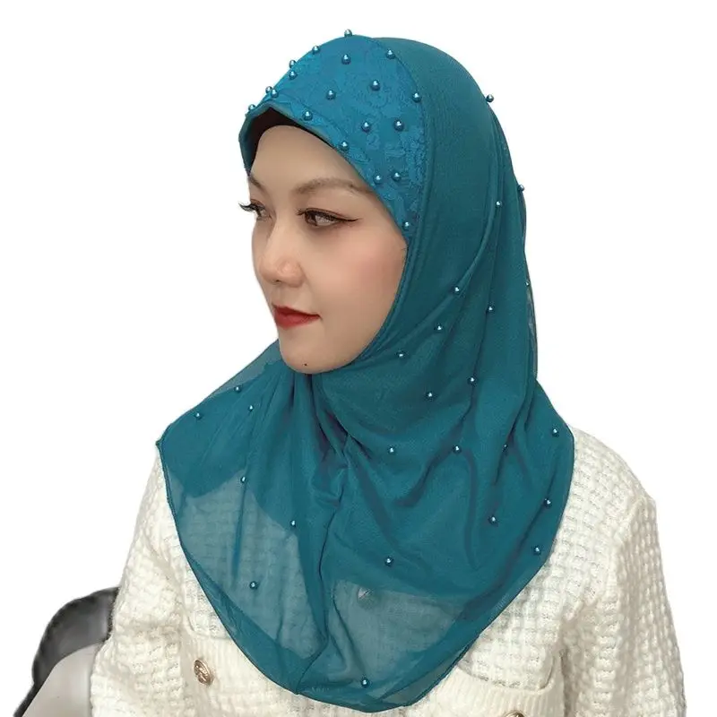 

Ready to Wear Muslim Veil Loop Pearl Instant hijab Femme Musulman Headwrap Islamic Headscarf Hijab Shawl