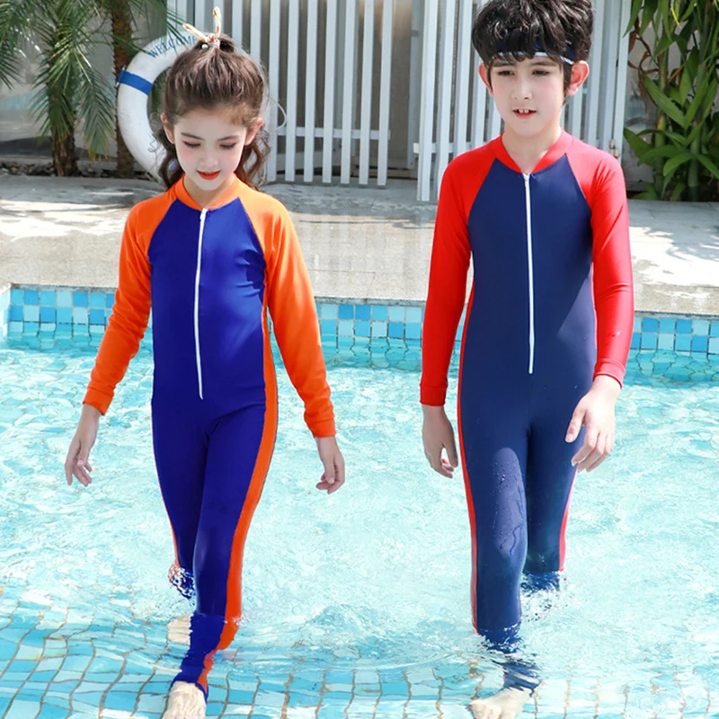 Цельный купальник боди пляжная одежда детские штаны с длинными рукавами для