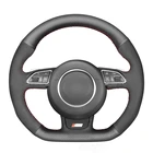 Мужская прошитая вручную обувь черного цвета из натуральной кожи и замши чехол рулевого колеса автомобиля для Audi S1 (8X) S3 (8V) Sportback S4 (B8) Avant S5 (8T S6 S7