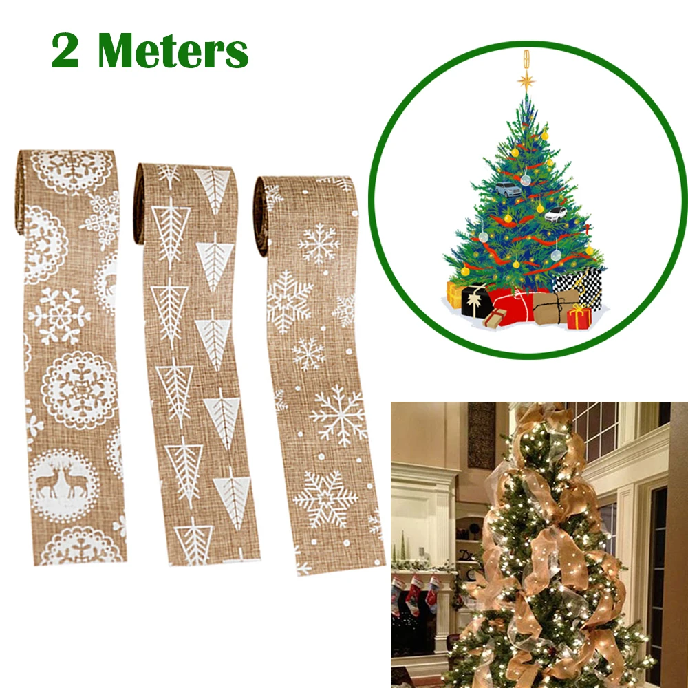 1 шт. 5*200 см Снежинка Олень Мешковина лента Рождественская елка орнамент