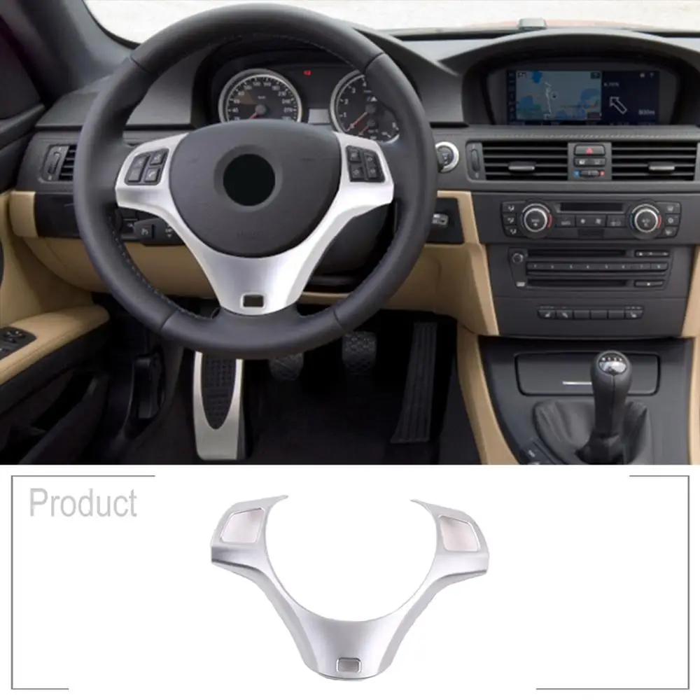 

For BMW 3 Series 330i 2005 325i 2006 330d copte 355i 6MT 2010 335i 335is coupe 2011 Car ABS Steering Wheel Decoration Frame Trim