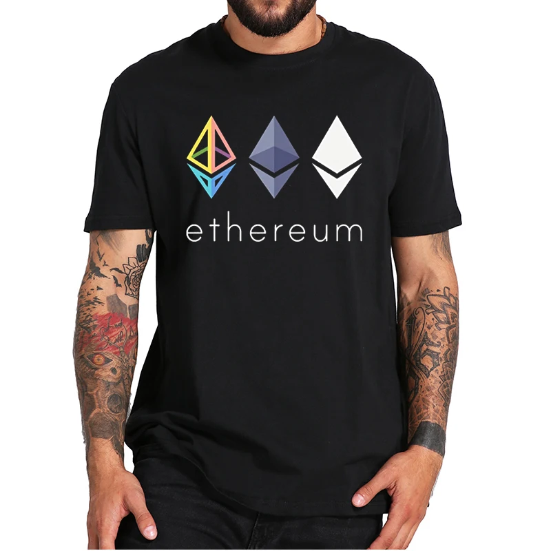 

Ethereum Logo T-shirt ETH Coin Crypto Bitcoin Trader Miner Gift Fashion T Shirt Novelty Summer Breathable Cotton Tee Top EU Size
