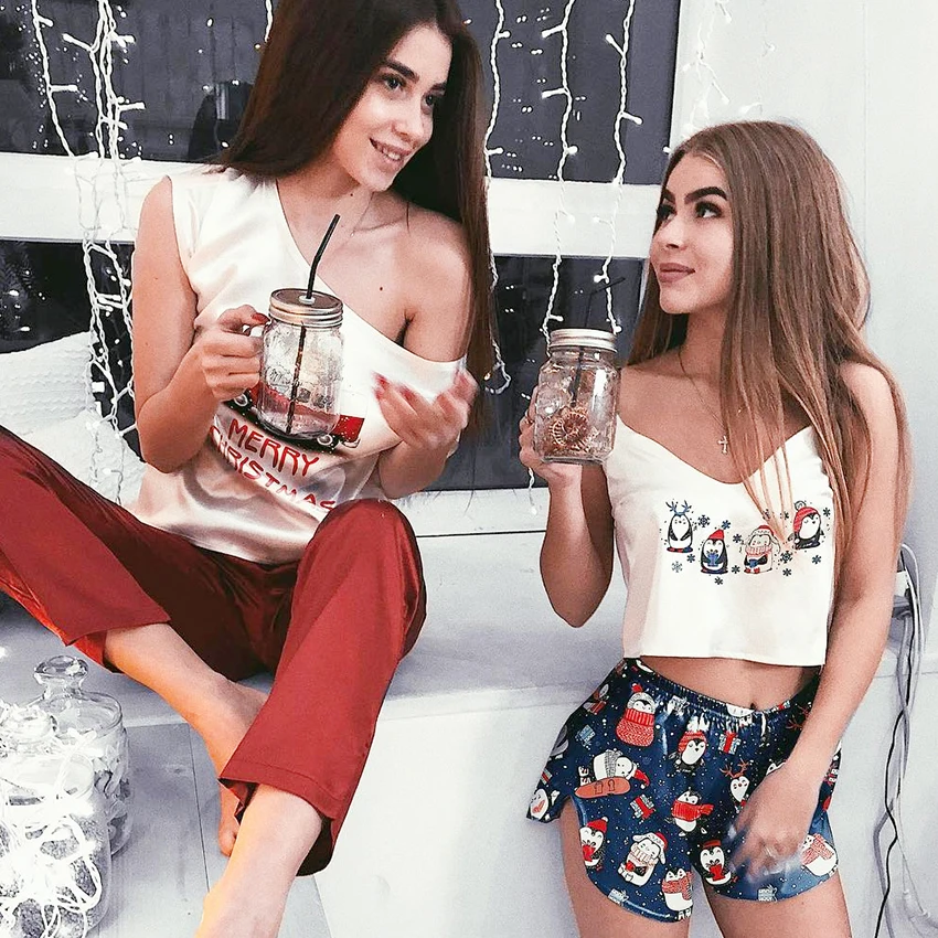 Милый пижамный комплект HiLoc с принтом пингвина одежда для сна сексуальное нижнее