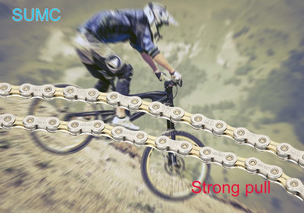 SUMC X8 X9 X9L велосипедная цепь 9S 10S 11S золото и серебро два цвета для MTB/дорожный велосипед для Shimano/SRAM 24 27 30 12 Скорость 116л/ча