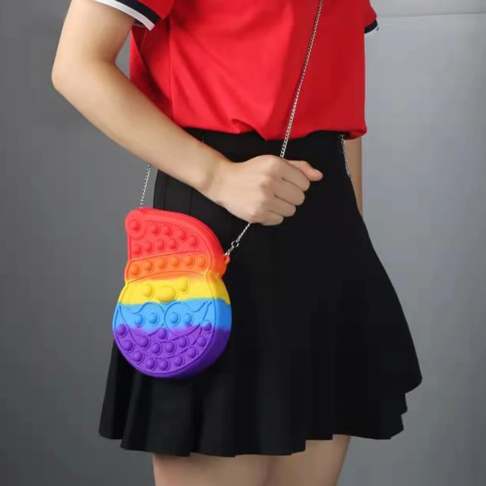 

Креативная женская сумка-мессенджер из пузырчатой пленки, рельефная сжимаемая сумка, умное хранилище, сенсорные игрушки