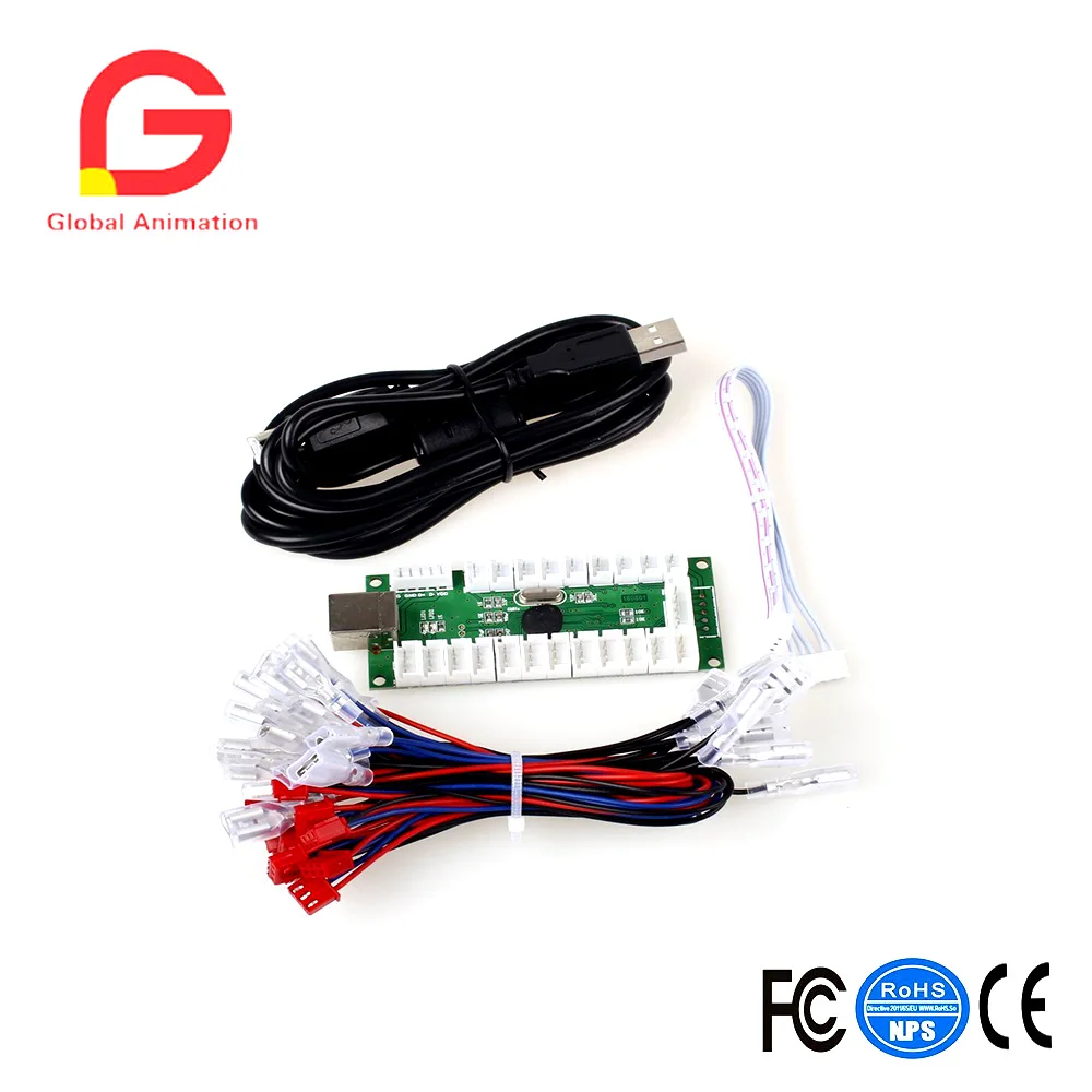 

2Player Classic Arcade DIY Kit USB Encoder to PC Joystick Games+2x5Pin Rocker+16x30mm 5V LED Lit 1&2 Player coin push buttons