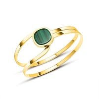 davini minimalist green striped acrylic bracelet bangles light luxury titanium steel plated 18 gold green bracelet jewelry
