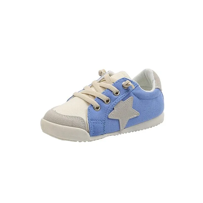 

Children Canvas Shoes 2021 Autumn Boys Lacing Up Girls Sports Shoe Round Toe Breathable Kids Sneaker