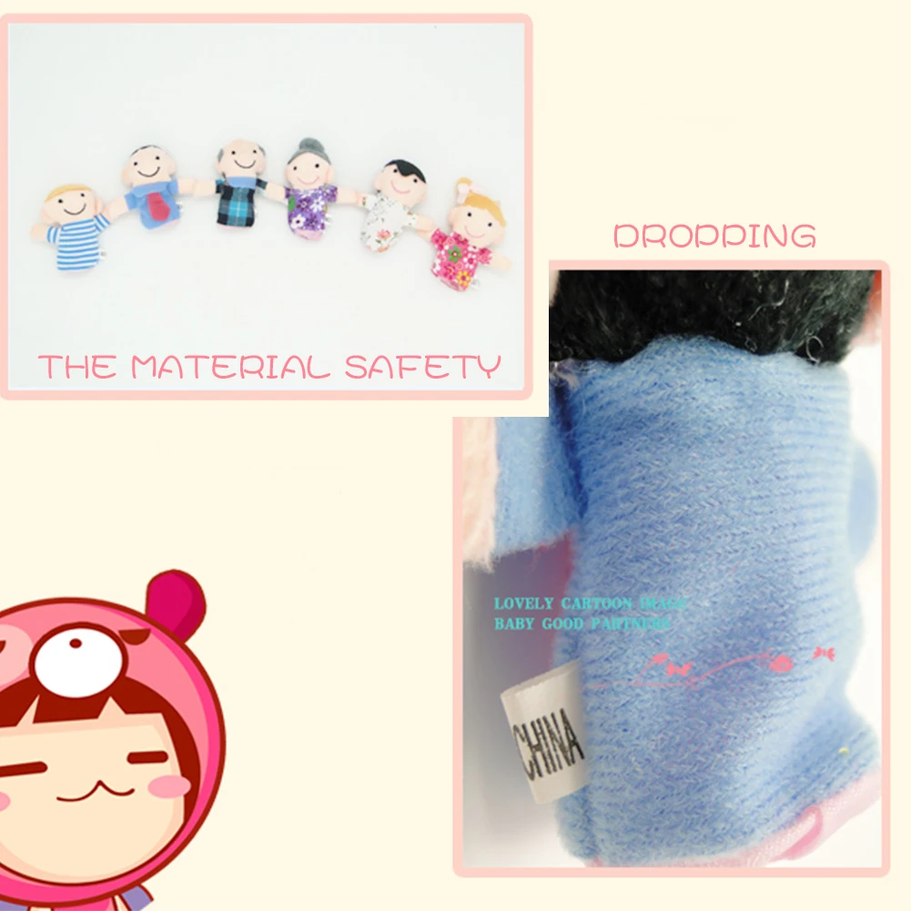 6Pcs/Lot Lovely Plush Finger Puppets Family Cloth Doll Baby Educational Hand Cartoon Toys | Игрушки и хобби