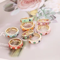 gold plated silver adjustable rings for women enamel ring colorful cubic zirconia fashion engage ring females jewelry gifts