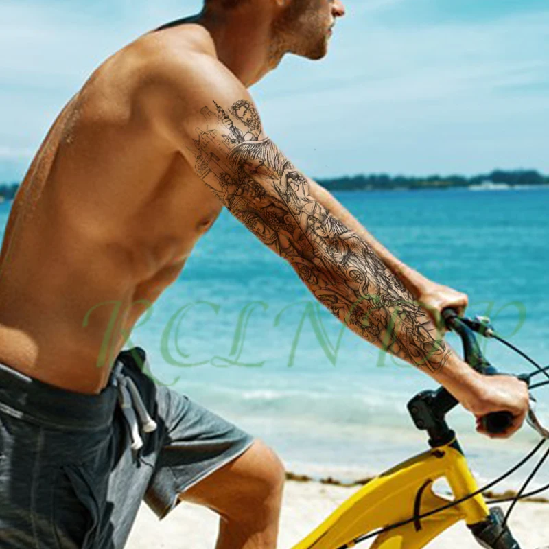 Водонепроницаемая Временная тату-наклейка древний греческий воин лошадь копье