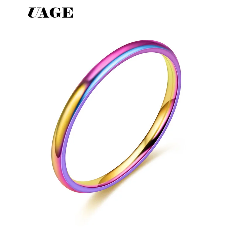 Простое тонкое обручальное кольцо UAGE из титановой стали золотого серебряного