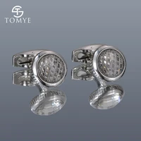 cufflinks for men tomye xk20s046 high quality fashion round silver color metal formal dress shirt cuff links button for gifts