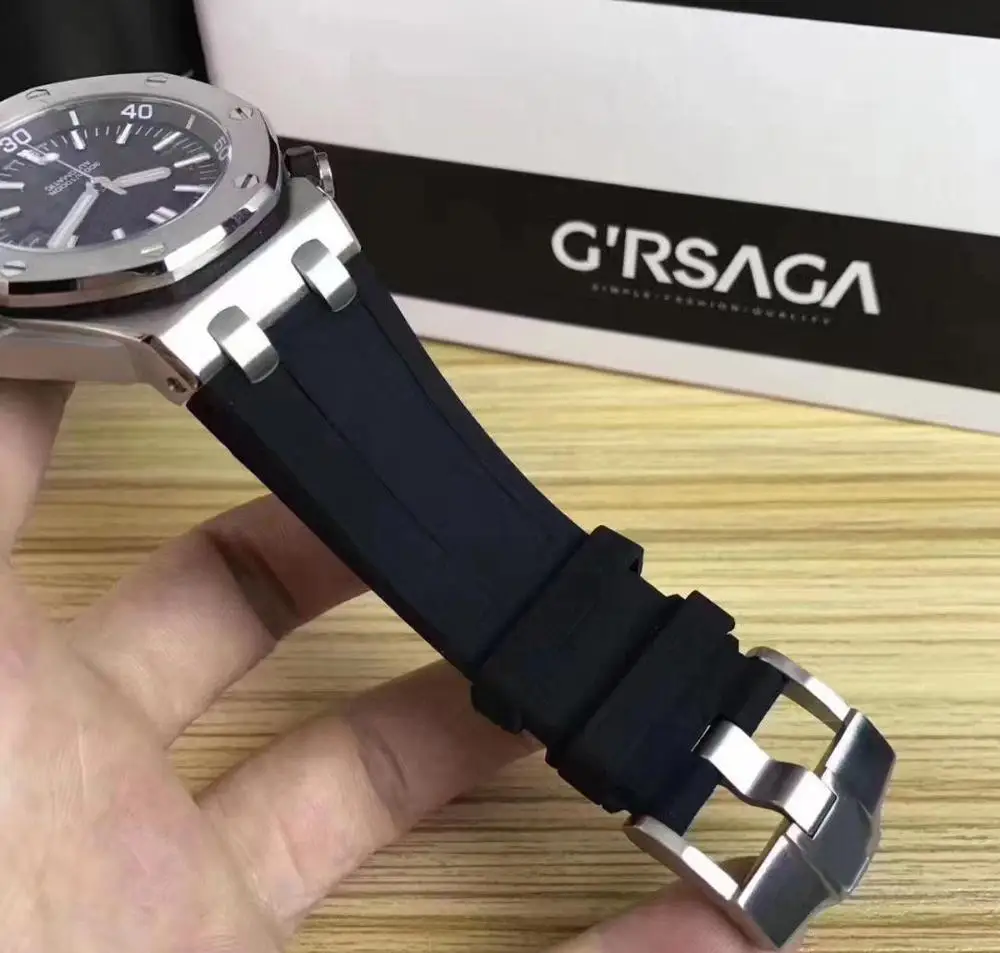 

2021 Luxury Watch Men Black Dial Rubber Band Gold 316L Stainless Steel Automatic Mechanical Men Mens Watch Watches for Men