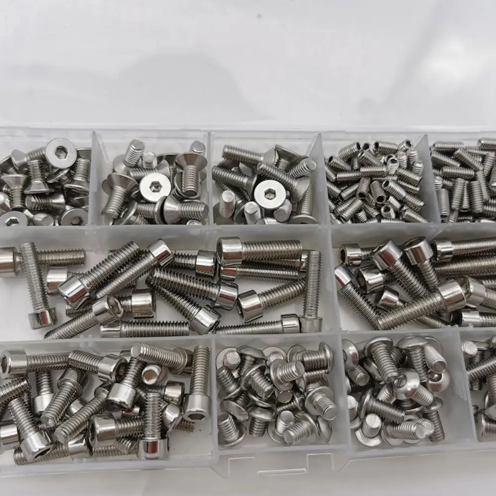 

80%HOT 370Pcs/Set Stainless Steel Hexagon Socket Screw for Pedal Pin Disc Brake Adapter