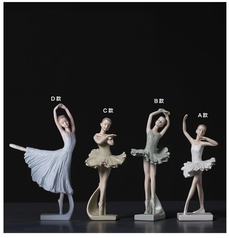 Cartoon Miniature Figurines Home Decor Cute Retro RefinedSimulation Resin Elegant Ballerina Decoration Living Room Ornament