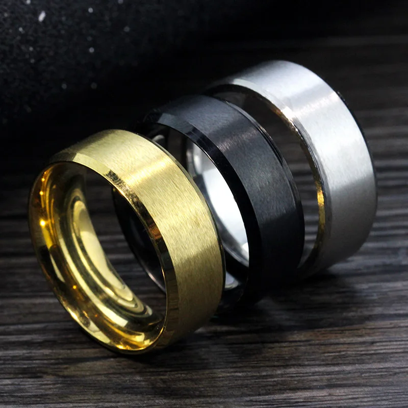 

Band Titanium Silver Black Gold Men Wedding Ring Fashion Stainless Steel Ring Engagement Ring Fashion Jewelry