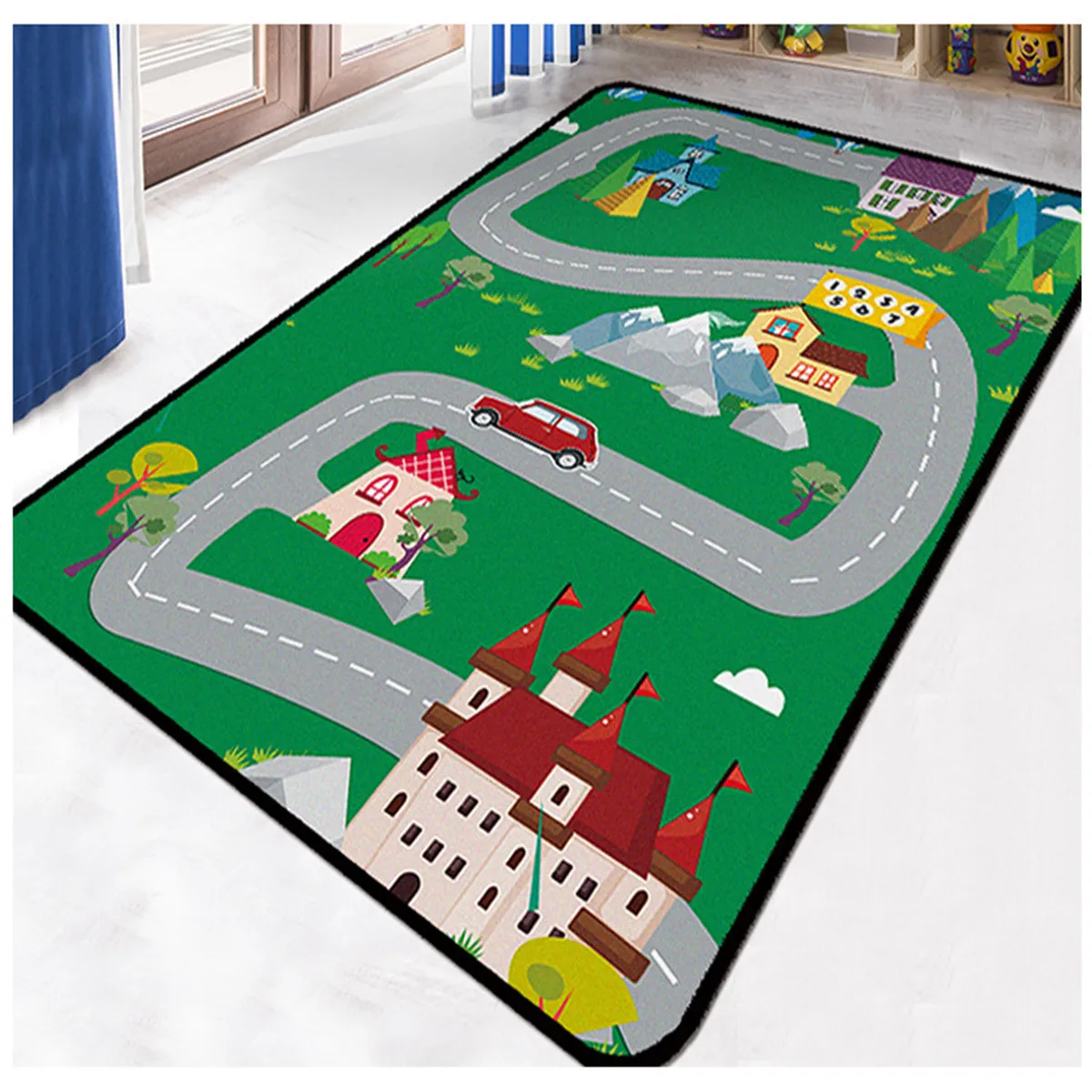 

Miniature City Street Carpet Square Anti-Skid Area Floor Mat 3D Rug Non-slip Mat Dining Room Living Soft Carpet Kids Mat 01