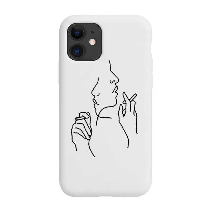 

Abstract Line Face Phone Case For iPhone 11 12 Pro Max X 7 8 Plus XR XS Max Silicone Back Cover Funda