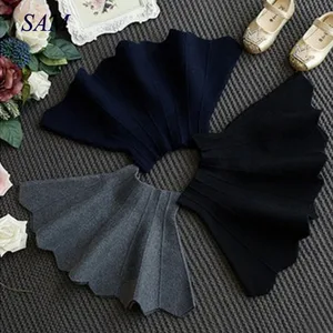 2020 шерстяная Короткая юбка для девочек, Однотонная юбка в Вертикальную Полоску, Осенняя детская юбка с высокой талией, детская теплая юбка