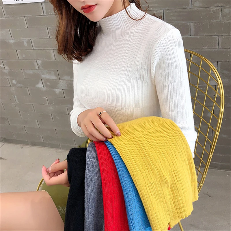 Зимний Однотонный женский пуловер с круглым вырезом вязаный винтажный женксие