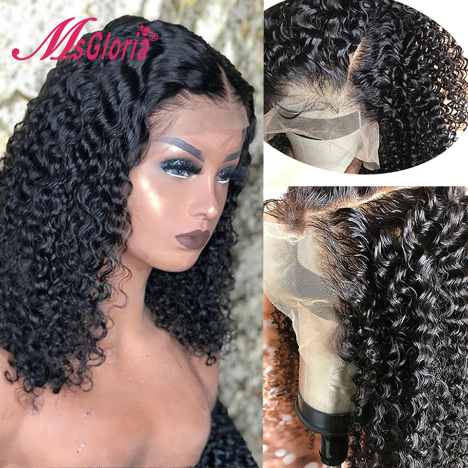 Парики из натуральных волос на кружевной основе бразильские волосы Remy кудрявые