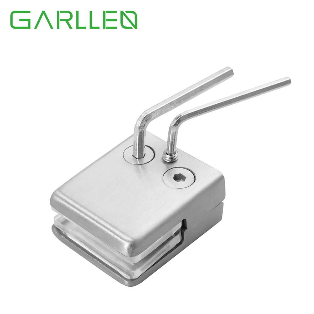 

GARLLEN 8Pcs 304 Stainless Steel Square Glass Clips Clamps 6-8mm Satin Polished Finish Glass Clamp Bracket Clip Hardware Holder
