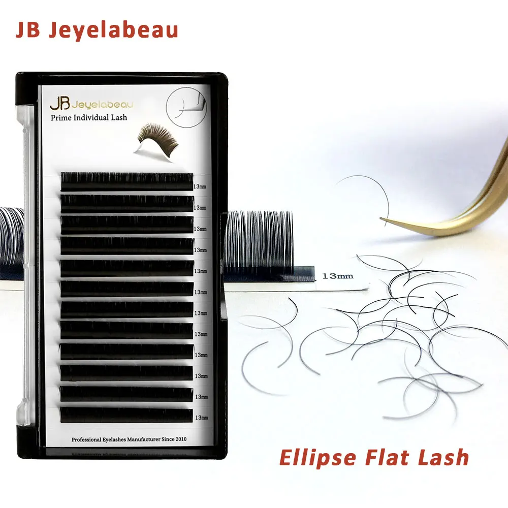 

JB Matte Faux Mink Individual Lashes Extension Split Ellipse Flat Lashes Hybrid Custom Makeup False Eyelash With Logo