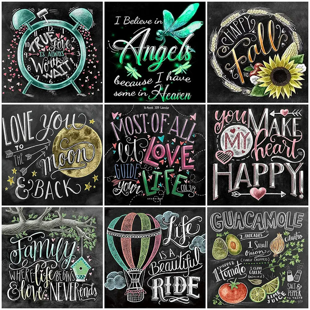 

HUACAN полный квадратный круглый 5D DIY Алмазная вышивка доска текстовая алмазная живопись мультяшная мозаика вышивка крестиком ручной работы п...