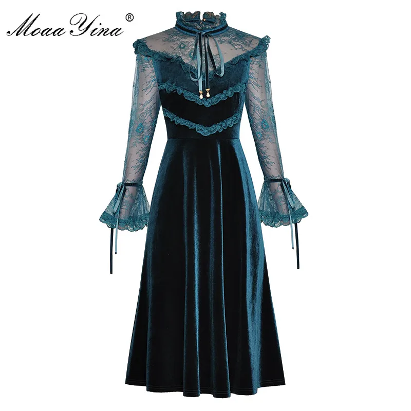 Модельное платье MoaaYina модное дизайнерское весенне летнее женское кружевные