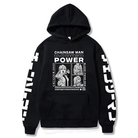 Chainsaw Man Denji Power Anime Fashion Prints Hoodies Women/Men Long Sleeve Hooded Sweatshirts Casual Streetwear Pullover