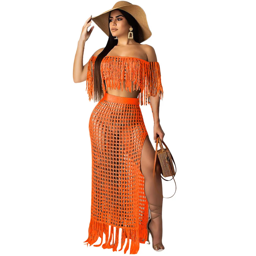 Пляжная накидка вязаная крючком пляжная одежда с кисточками бикини летний
