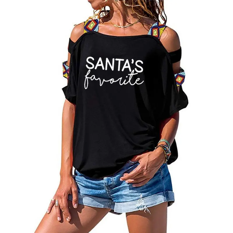 

SANTA'S Favorite T-shirt Funny Slogan women fashion Hipster Christmas Party Style Tumblr casual Tees