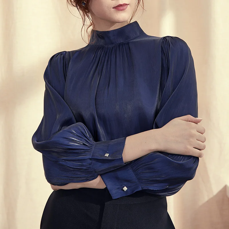 2019 New Fashion Lantern Sleeve High-collar Women's Shirt in Spring 2009 new | Женская одежда