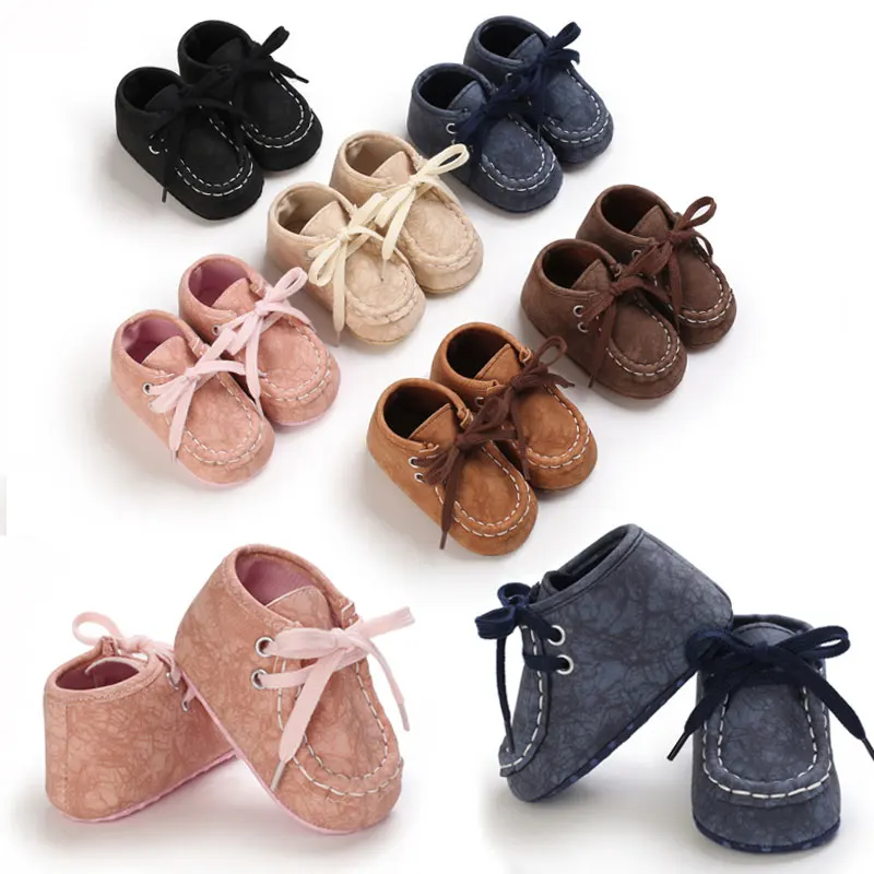 

Newborn Baby First Walkers Toddler Baby Girl Boy Soft Sole Toddler Infant Pre Walker Sneaker 2021 Bandage Flats Crib Shoes 0-18M