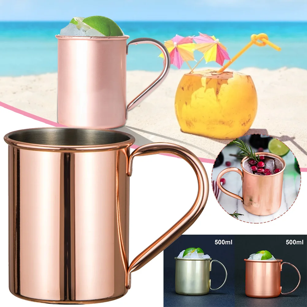 

420/500ML Moscow Mule Copper Mug Stainless Steel Mug Durable Solid Mule Cocktail Cup For Restaurant Bar Drinkware Party Kitchen