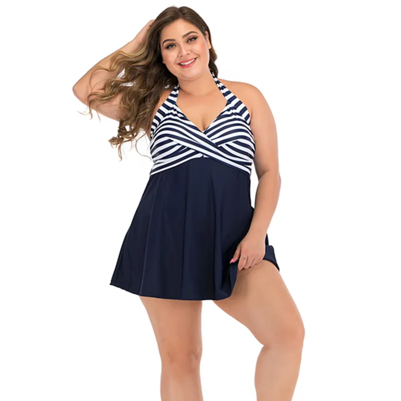 Размера плюс Одна деталь купальника платье Для женщин принтом в стиле ретро