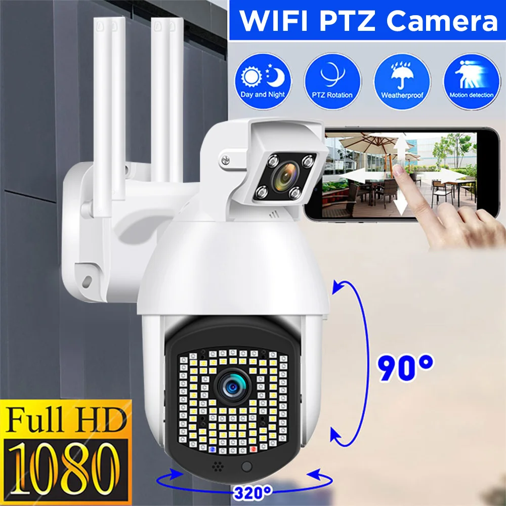 

1080P PTZ IP Camera Dual Lens Wifi Outdoor Auto Track Wireless Zoom CCTV Surveillance Home Security Speed Dome Camera