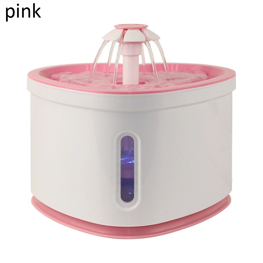 2L pink 2.4L автоматический фонтан для домашних собак Светодиодный электрический USB Кот питомец Бесшумная поилка питатель чаша питоофонтан питьевой воды диспенсер - Цвет: 2L pink