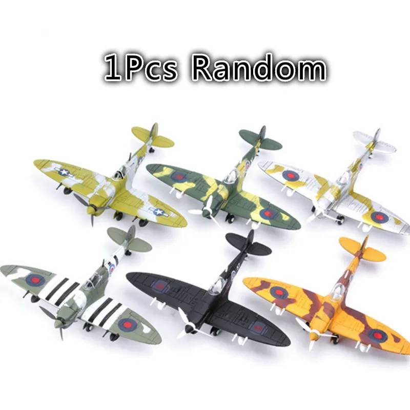 

1Pcs Random Assemble Diecast 1/48 Scale Fighter Model Toys War-II Spitfire Gift for Boy Building Tool Sets Aircraft 22*18CM