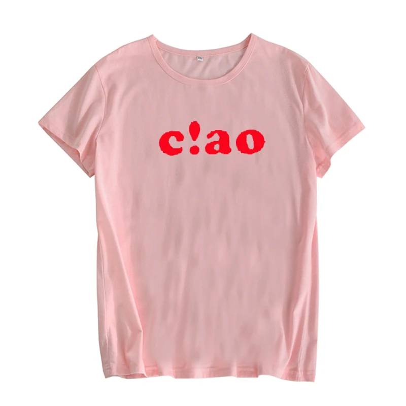 Женская футболка с коротким рукавом Ciao летняя хлопковая надписью Hello Red