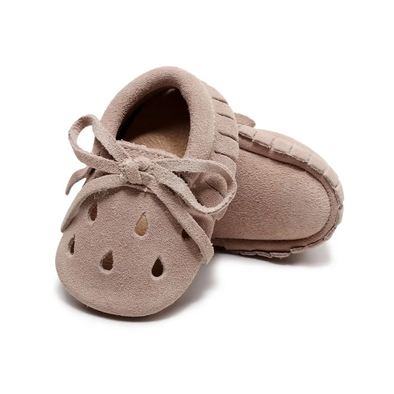 Zapatos huecos de cuero PU para beb&eacute;, mocasines con borla y lazo, suela suave, antideslizante, para cuna, para primeros pasos, 2022-0