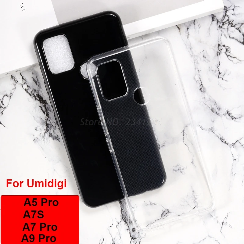 

Transparent Phone Case For UMIDIGI A9 Back Cover Soft Black TPU Case on UMI Umidigi A7S A5 A7 Pro A9PRO A7PRO Silicone Caso Etui