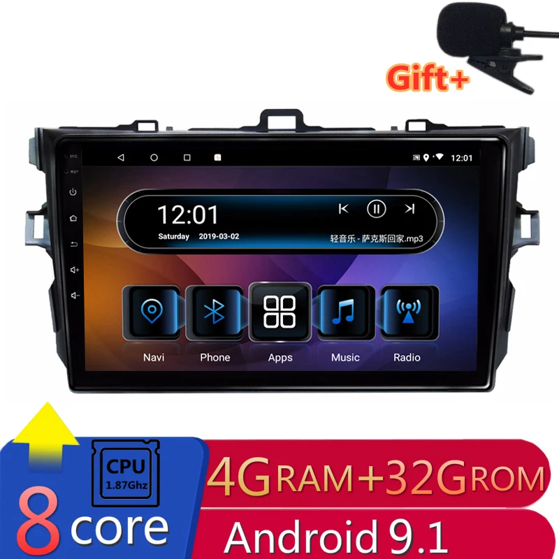 Автомобильный DVD плеер 8 ядер 4 Гб ОЗУ Android для Toyota Corolla 2007 2008 2009 2010 2011 gps головное