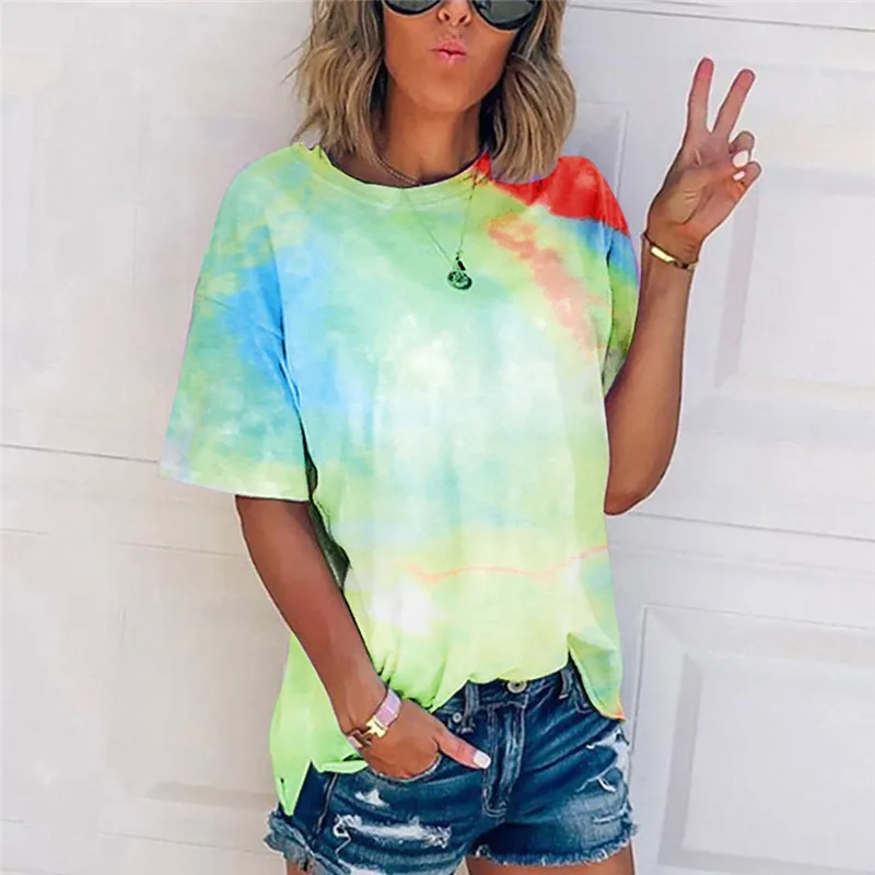 Футболка женская с принтом Tie Dye Модный летний топ в стиле Харадзюку | Женская
