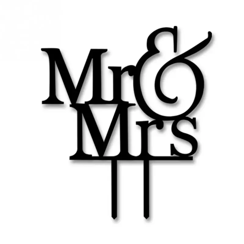 Горячие десертные карты Свадебный торт Топпер невесты жених Mr Mrs акрил черный персонализированные Торт Топперы Свадьба Вечерние поставки