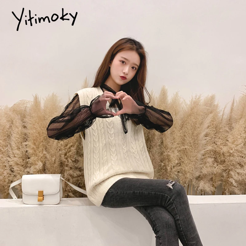 Кашемировый вязаный жилет пуловер Осень Зима без рукавов 2019 свитер женский pull femme