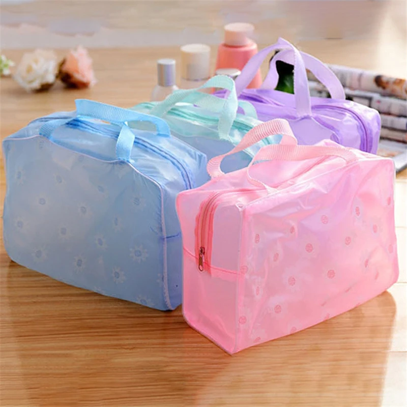 

1 Pc Clear Cosmetic Bag PVC Transparent Makeup Bag for Women Waterproof Zipper Beauty Case Travel Toiletry Makeup Bags
